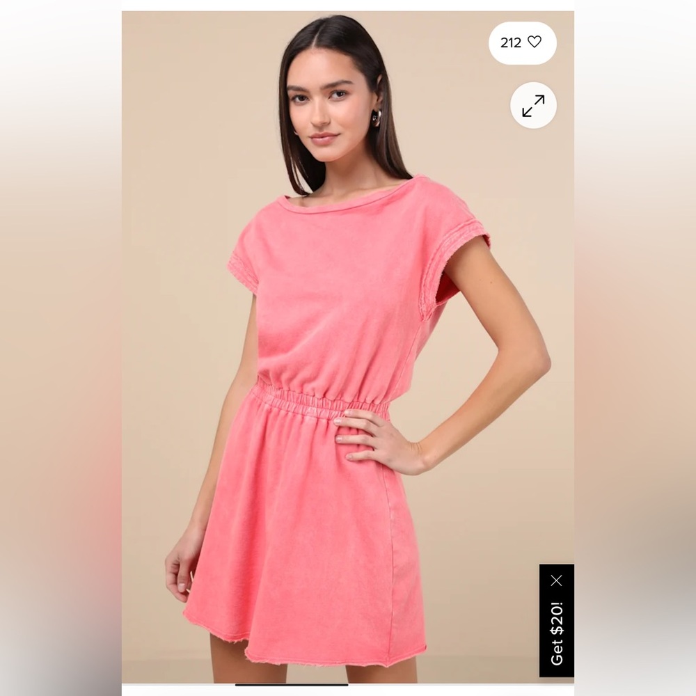 Lulu’s Washed Coral Pink Short Sleeve Mini Dress